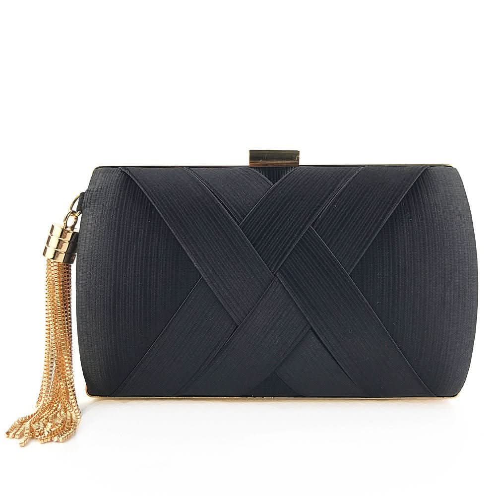 Chic Satin Evening Purse with Stylish Tassel Accent