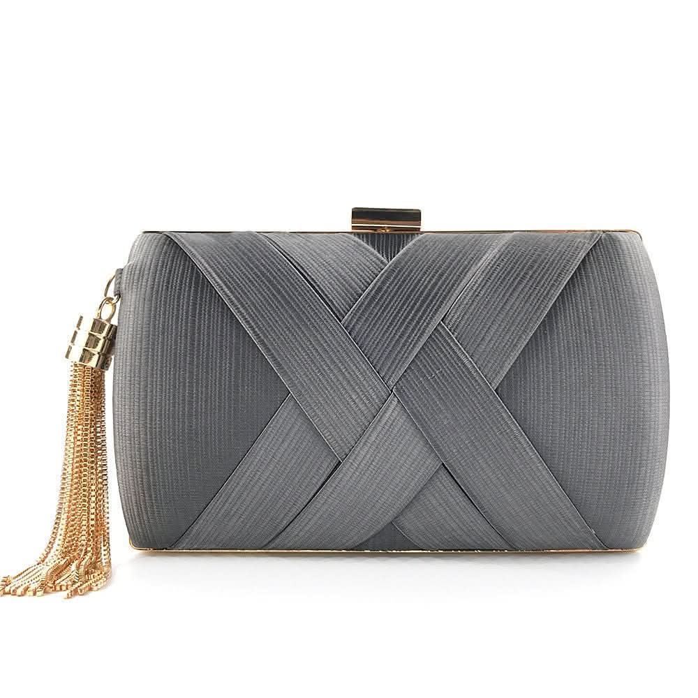 Chic Satin Evening Purse with Stylish Tassel Accent