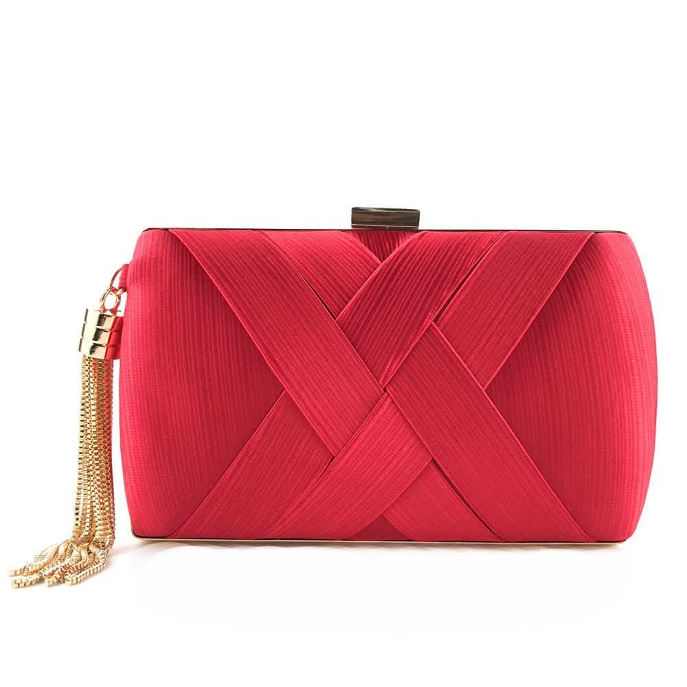 Chic Satin Evening Purse with Stylish Tassel Accent