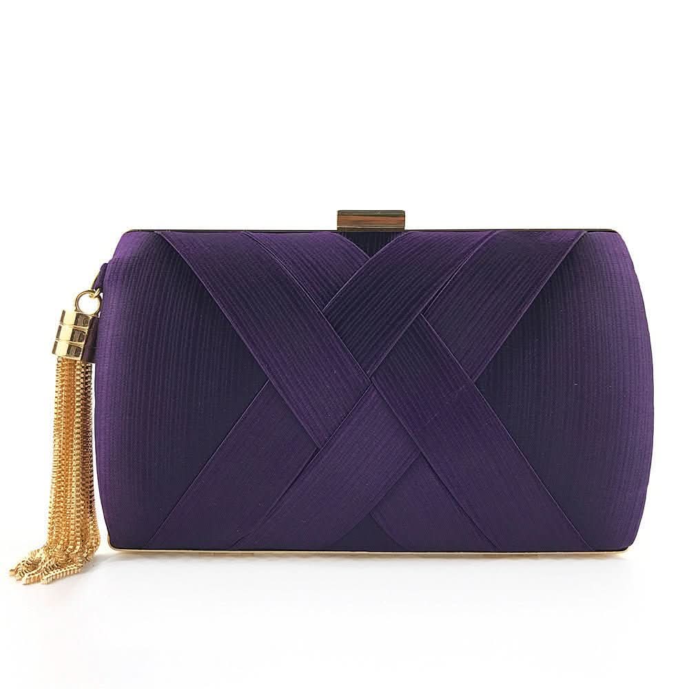 Chic Satin Evening Purse with Stylish Tassel Accent