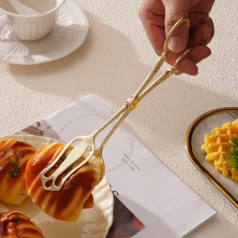 Stylish Stainless Steel Serving Tongs with Classic Detailing