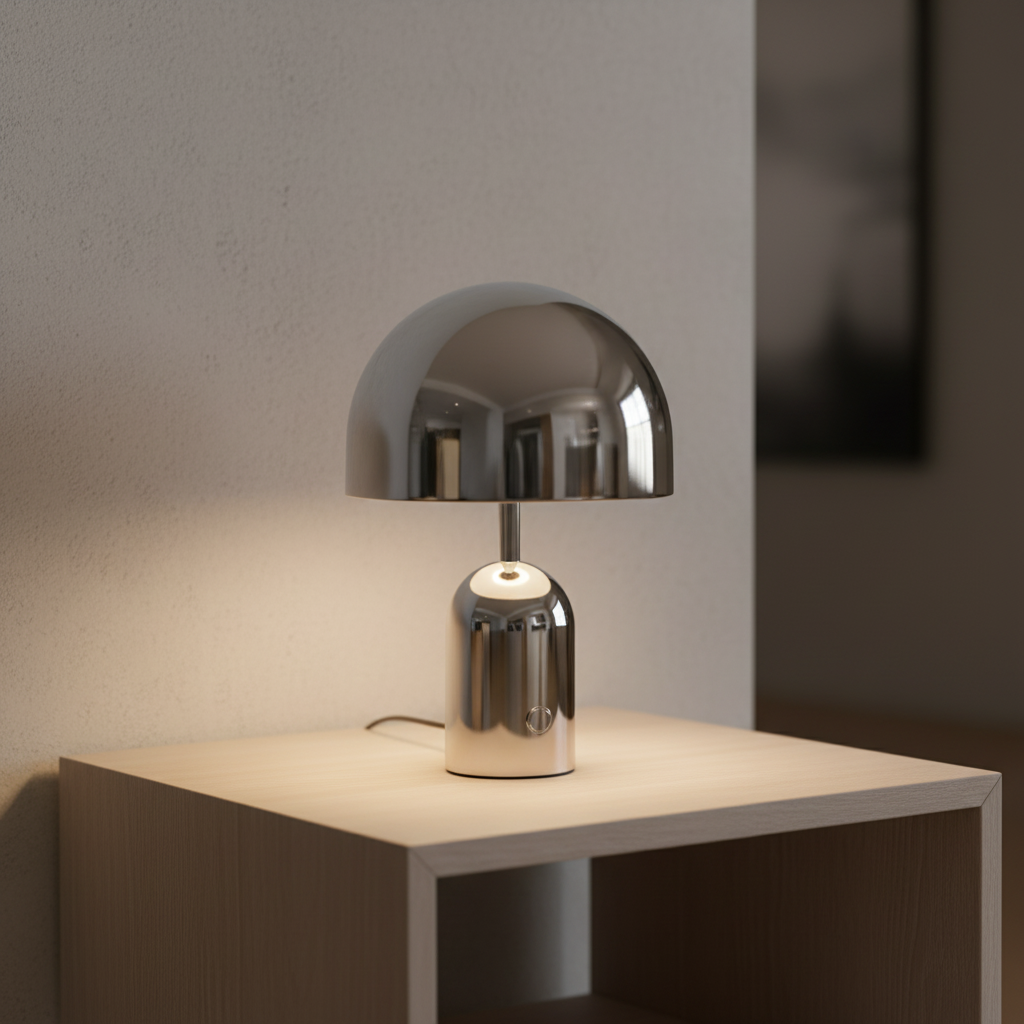 Sleek Chrome Table Lamp with Adjustable Brightness | Stylish Lighting Solution