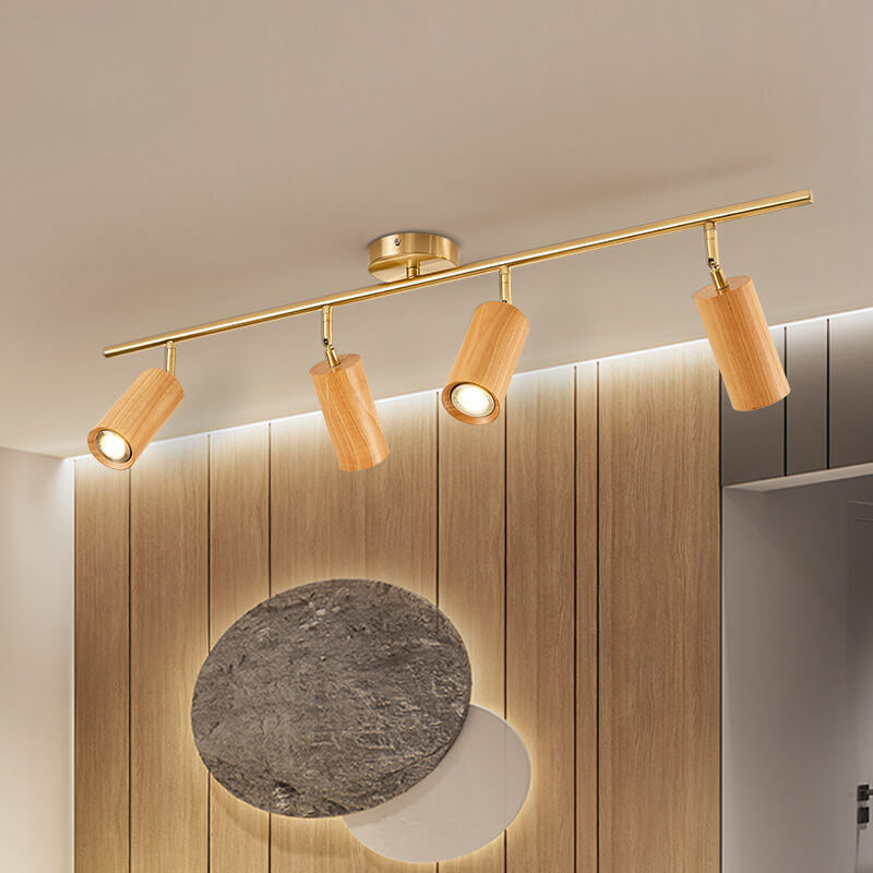 Stylish Walnut Wood LED Ceiling Light | Adjustable Design