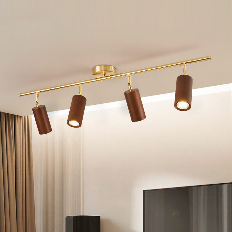 Stylish Walnut Wood LED Ceiling Light | Adjustable Design