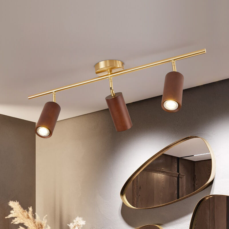Stylish Walnut Wood LED Ceiling Light | Adjustable Design