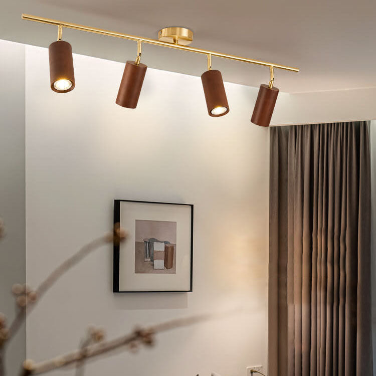 Stylish Walnut Wood LED Ceiling Light | Adjustable Design