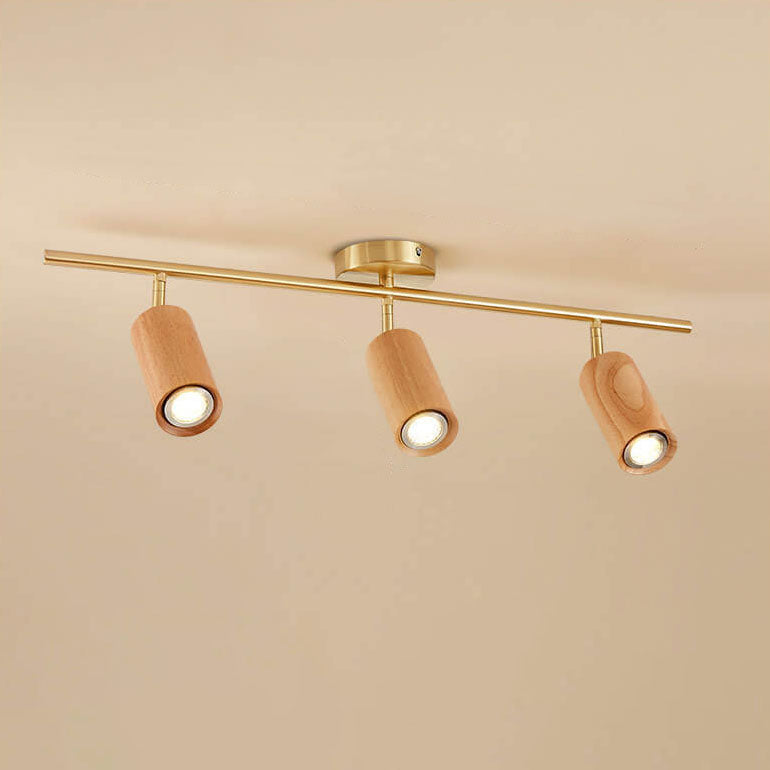 Stylish Walnut Wood LED Ceiling Light | Adjustable Design
