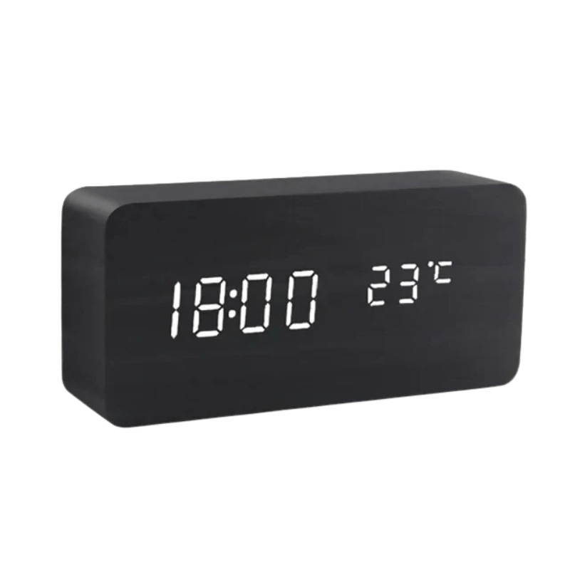 Natural Charm | Smart Voice-Controlled Wooden Clock with Custom Brightness