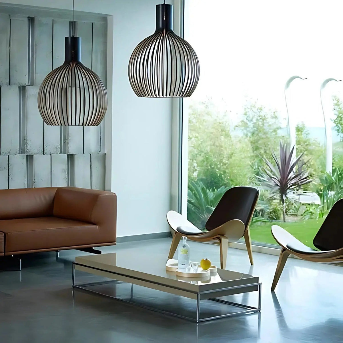 Stylish Natural Wood Pendant Light | Contemporary Open Design