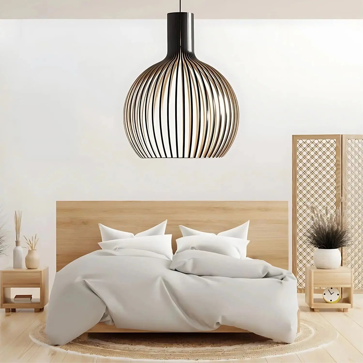 Stylish Natural Wood Pendant Light | Contemporary Open Design