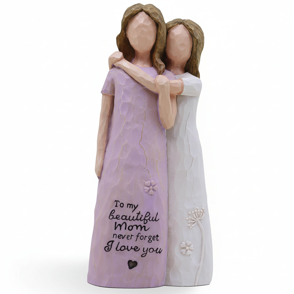 Cherished Moments | Mother-Daughter Sculpture for Heartwarming Decor
