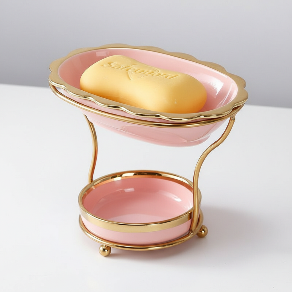 Porcelain Soap Holder with Elevated Design - Drying Stand