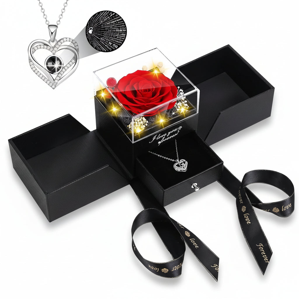Forever Blooming Rose Keepsake Box with Illuminated Display