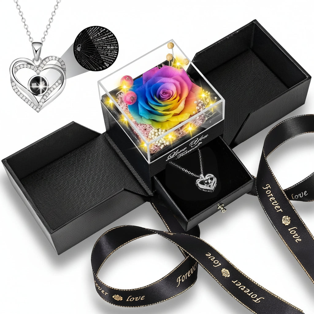 Forever Blooming Rose Keepsake Box with Illuminated Display
