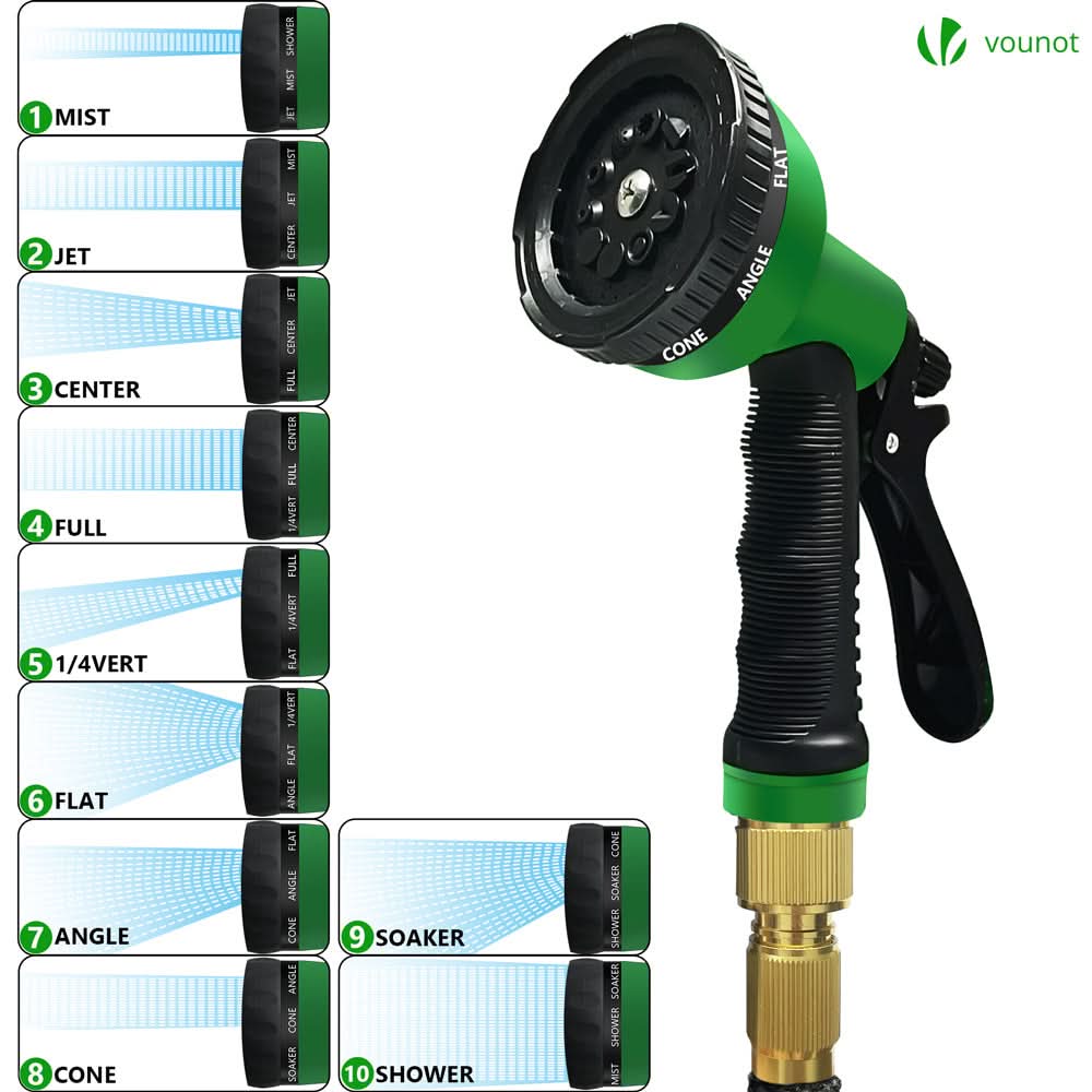 Versatile 15m Expandable Watering Hose with 10 Function Nozzle & Robust Connectors