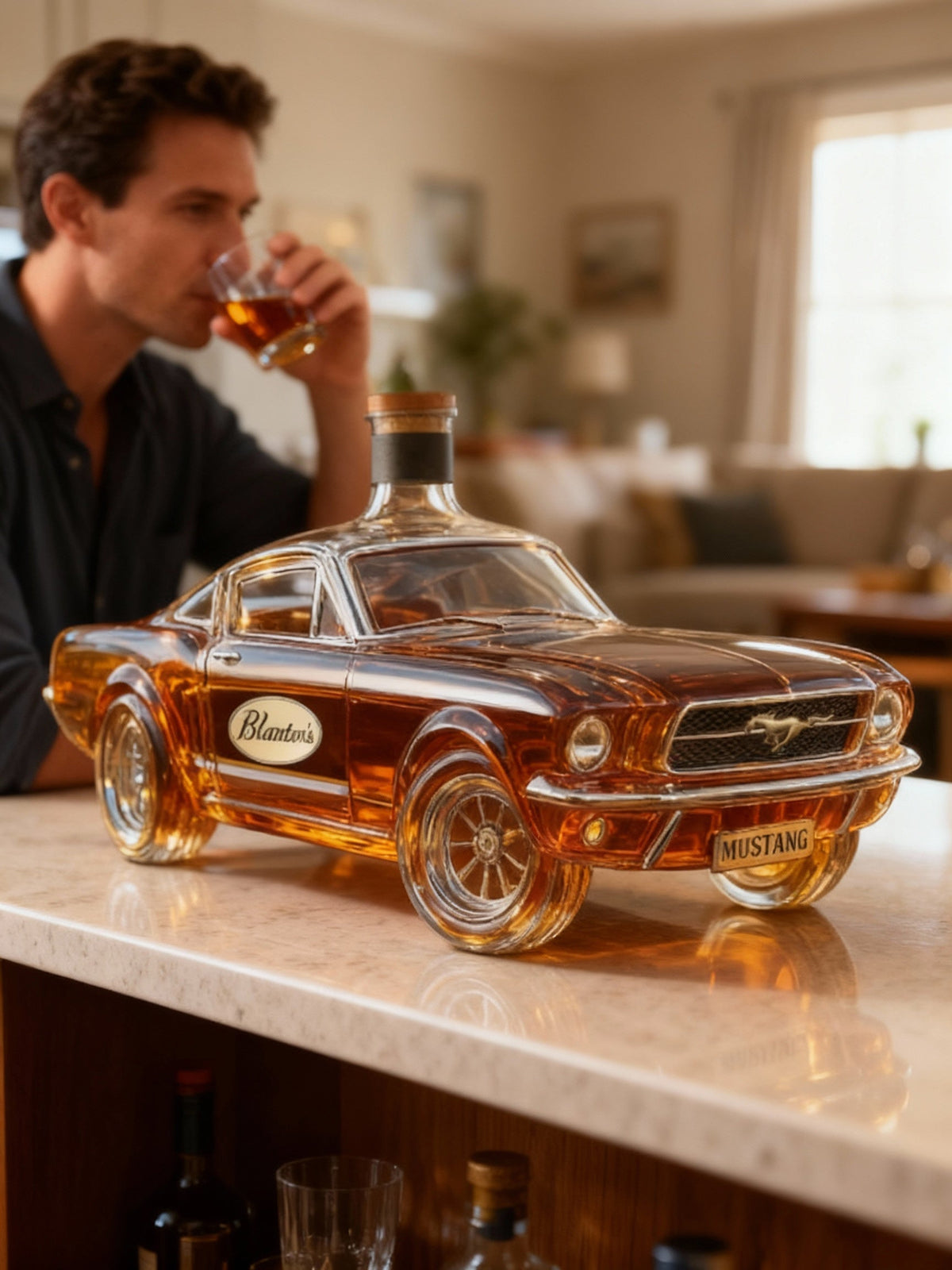 Classic Racer Whiskey Decanter – Unique Glass Bar Accent
