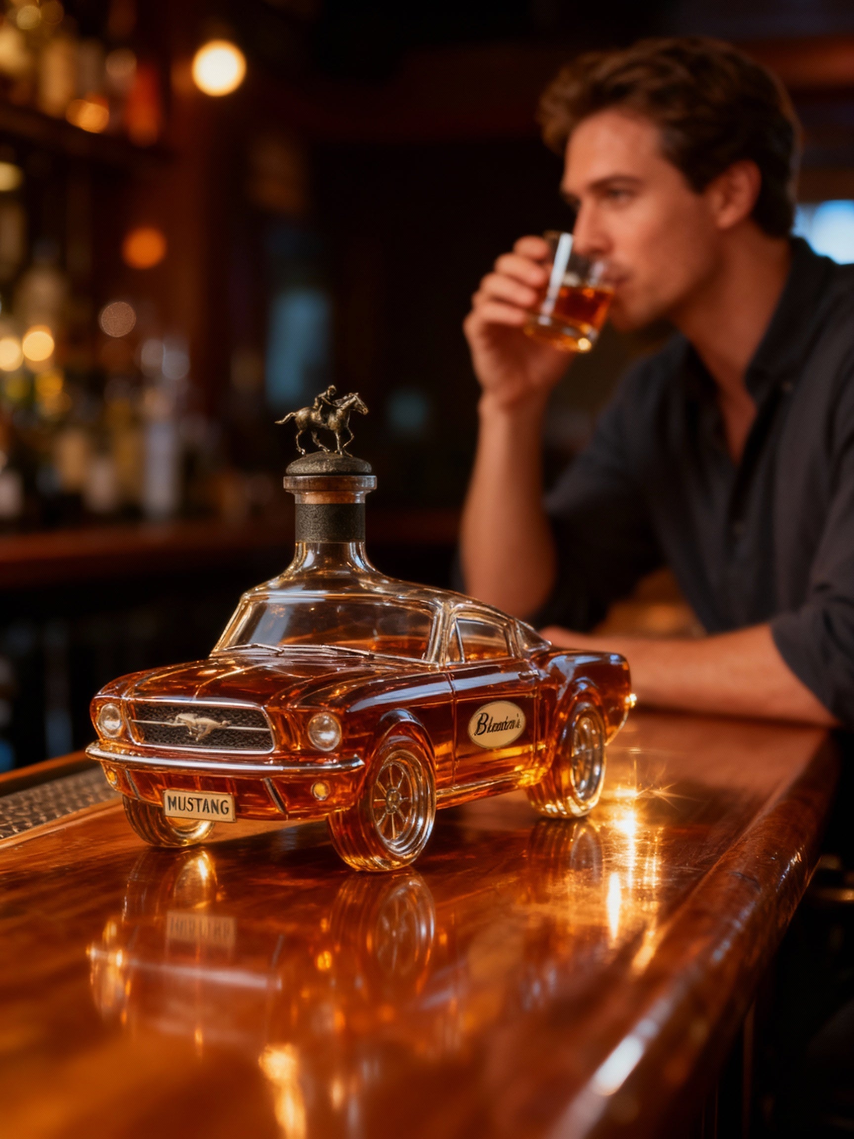 Classic Racer Whiskey Decanter – Unique Glass Bar Accent