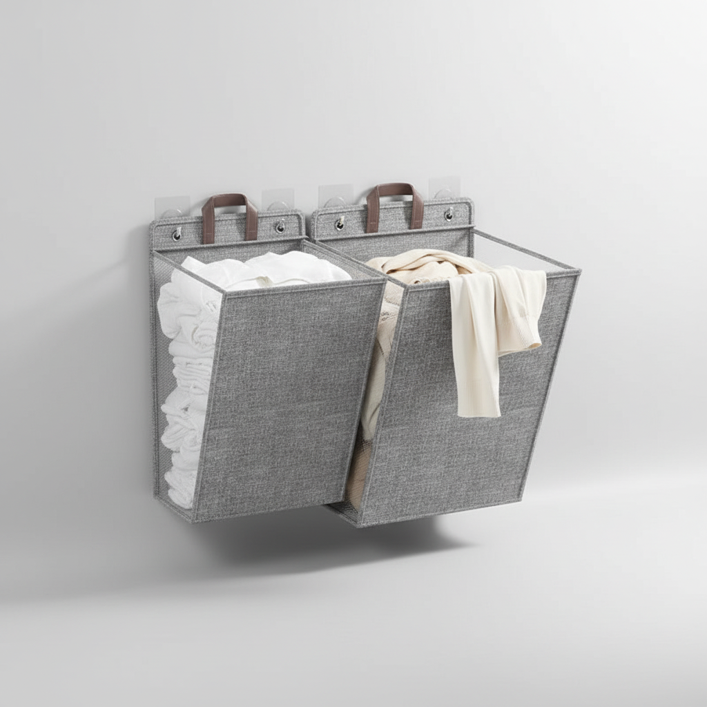Wall-Mounted Laundry Basket - Foldable Design for Easy Storage