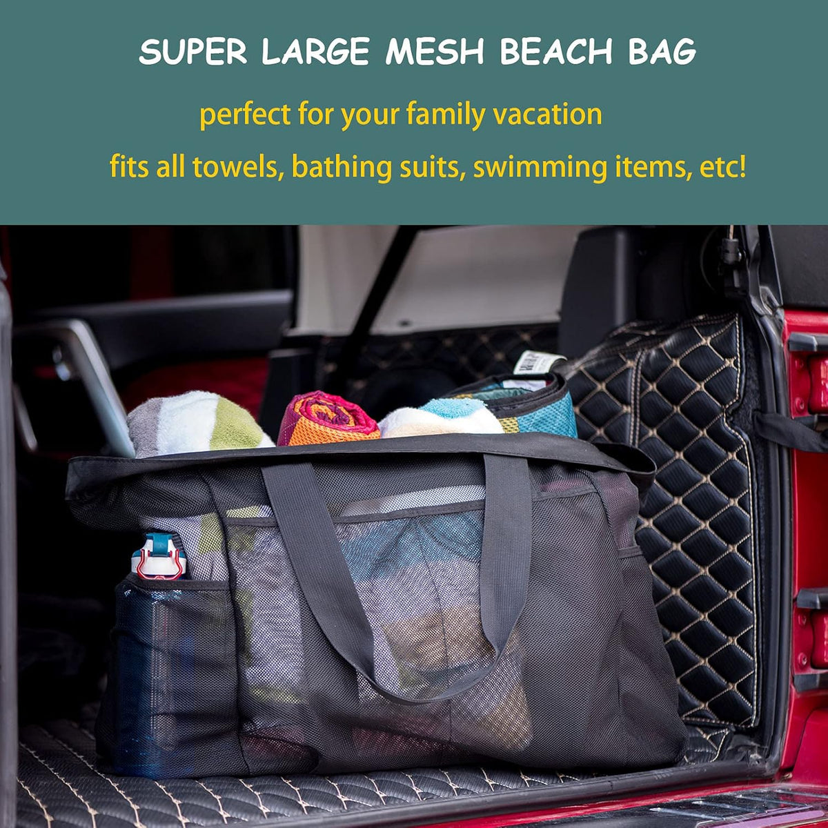 Spacious Family Beach Bag | Ultimate Mesh Organizer with Zipper