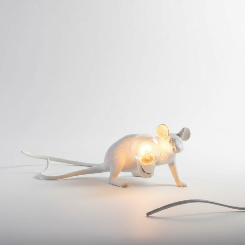 Glow-in-the-Dark Mouse Figure Lamp - Plastic Resin Design