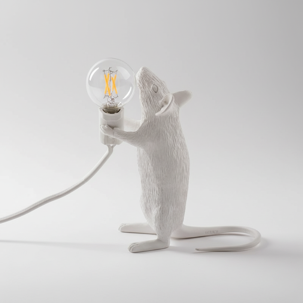 Glow-in-the-Dark Mouse Figure Lamp - Plastic Resin Design