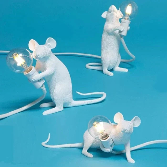 Glow-in-the-Dark Mouse Figure Lamp - Plastic Resin Design