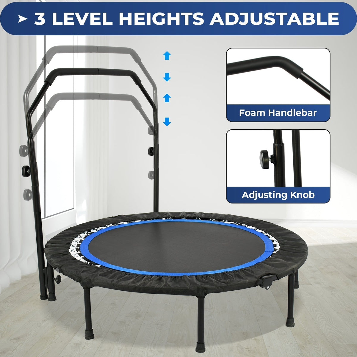 Compact 48-Inch Rebounder Trampoline with Adjustable Grip