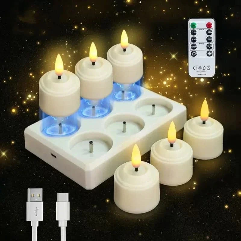 SereneGlow – 3D Wick LED Flameless Tea Light Candles with Timer & Remote