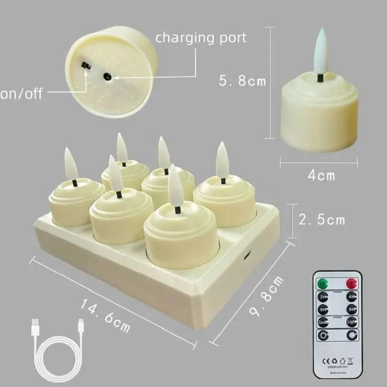 SereneGlow – 3D Wick LED Flameless Tea Light Candles with Timer & Remote