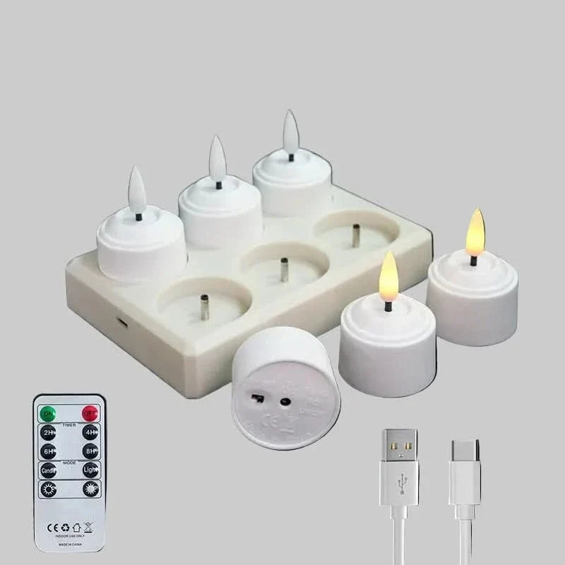 SereneGlow – 3D Wick LED Flameless Tea Light Candles with Timer & Remote