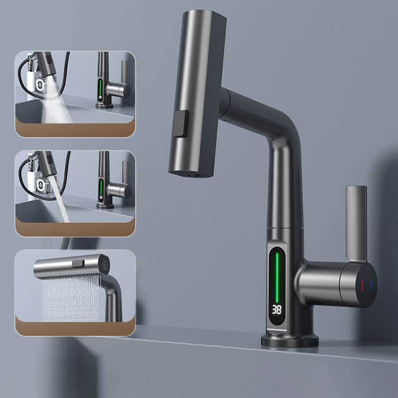 Versatile Kitchen Faucet with LED Temperature Indicator