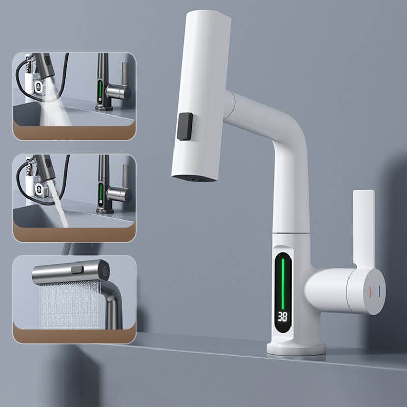 Versatile Kitchen Faucet with LED Temperature Indicator
