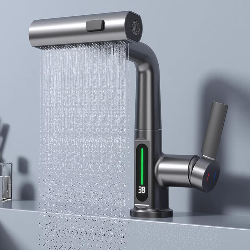 Versatile Kitchen Faucet with LED Temperature Indicator