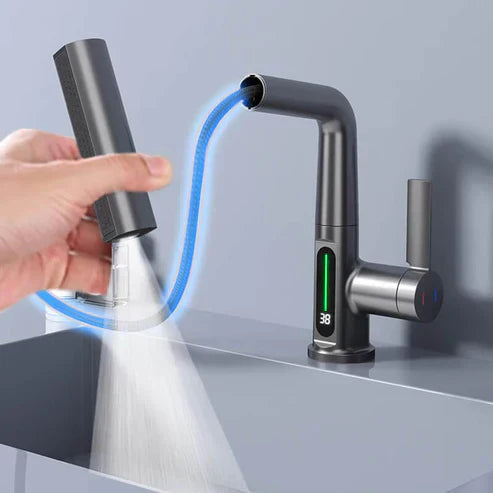 Versatile Kitchen Faucet with LED Temperature Indicator