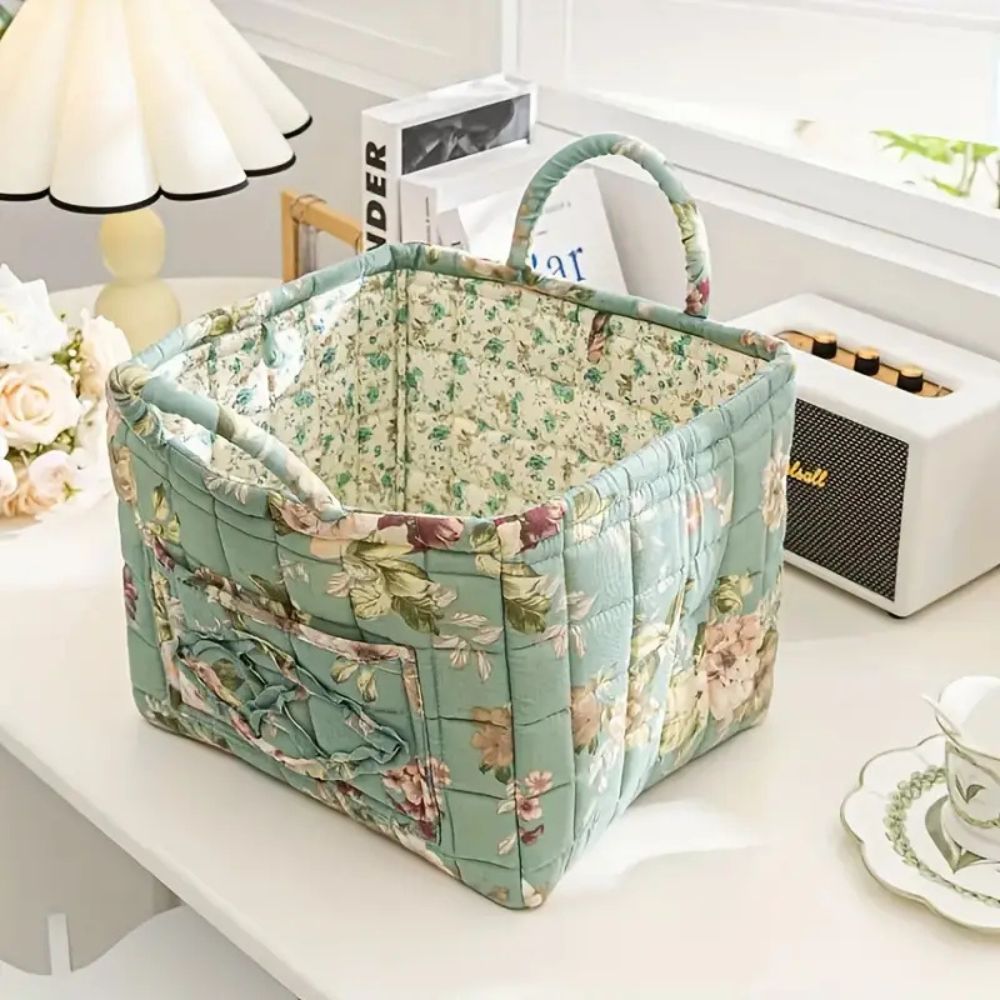 Charming Floral Storage Tote with Dual Handles
