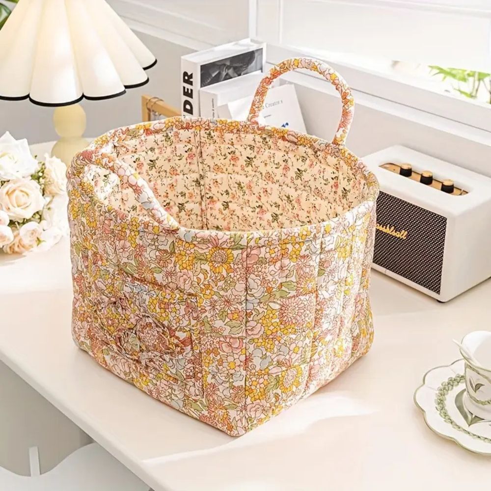 Charming Floral Storage Tote with Dual Handles