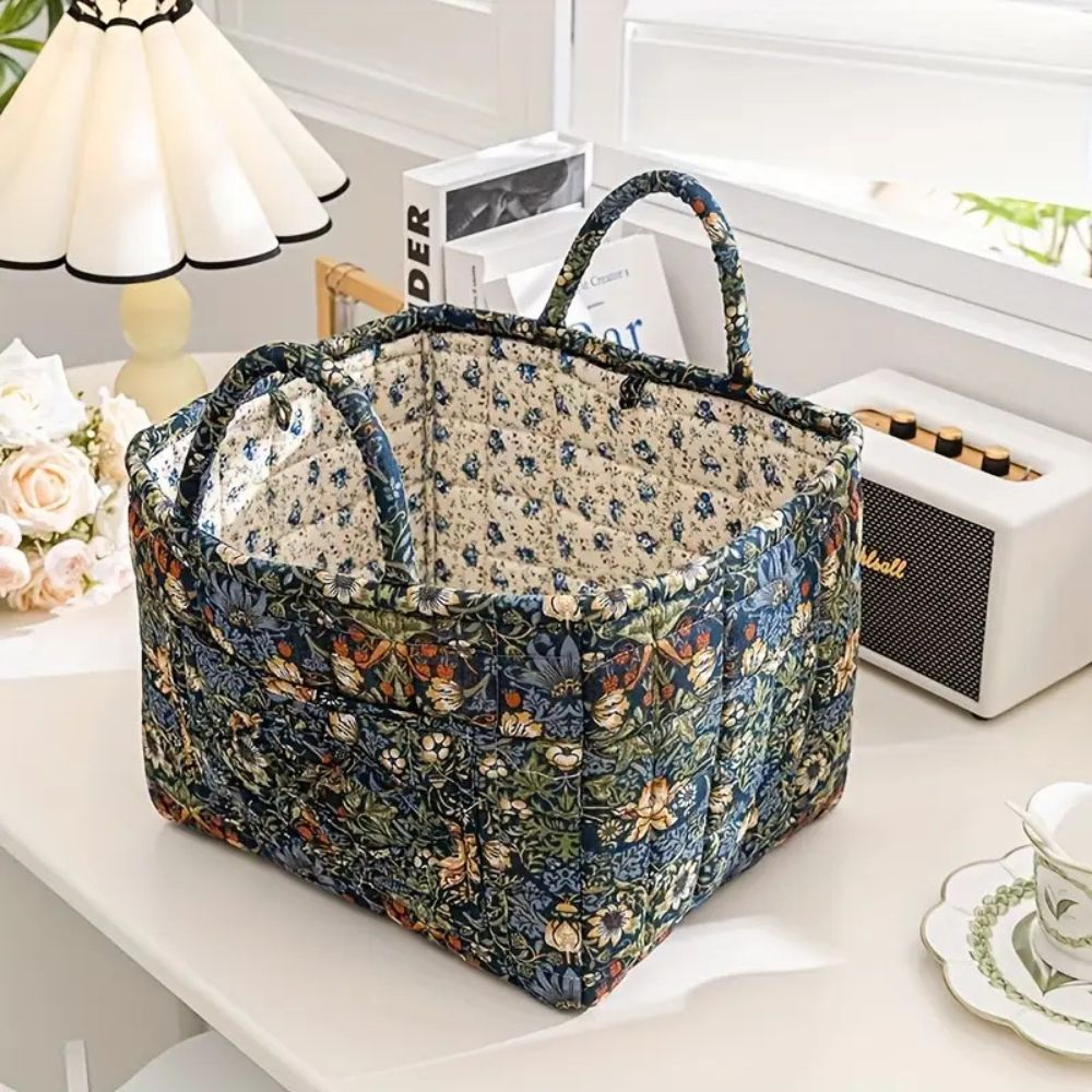 Charming Floral Storage Tote with Dual Handles