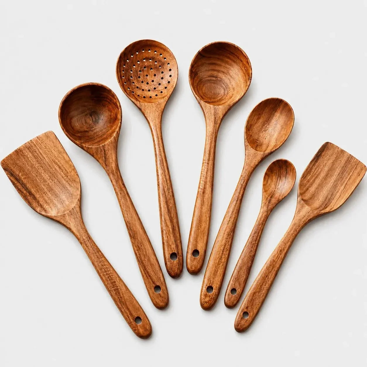 Rustic Teak Cooking Utensil Collection for Everyday Use
