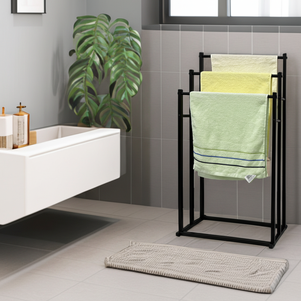 Steel Towel Stand - Freestanding Bathroom Organizer