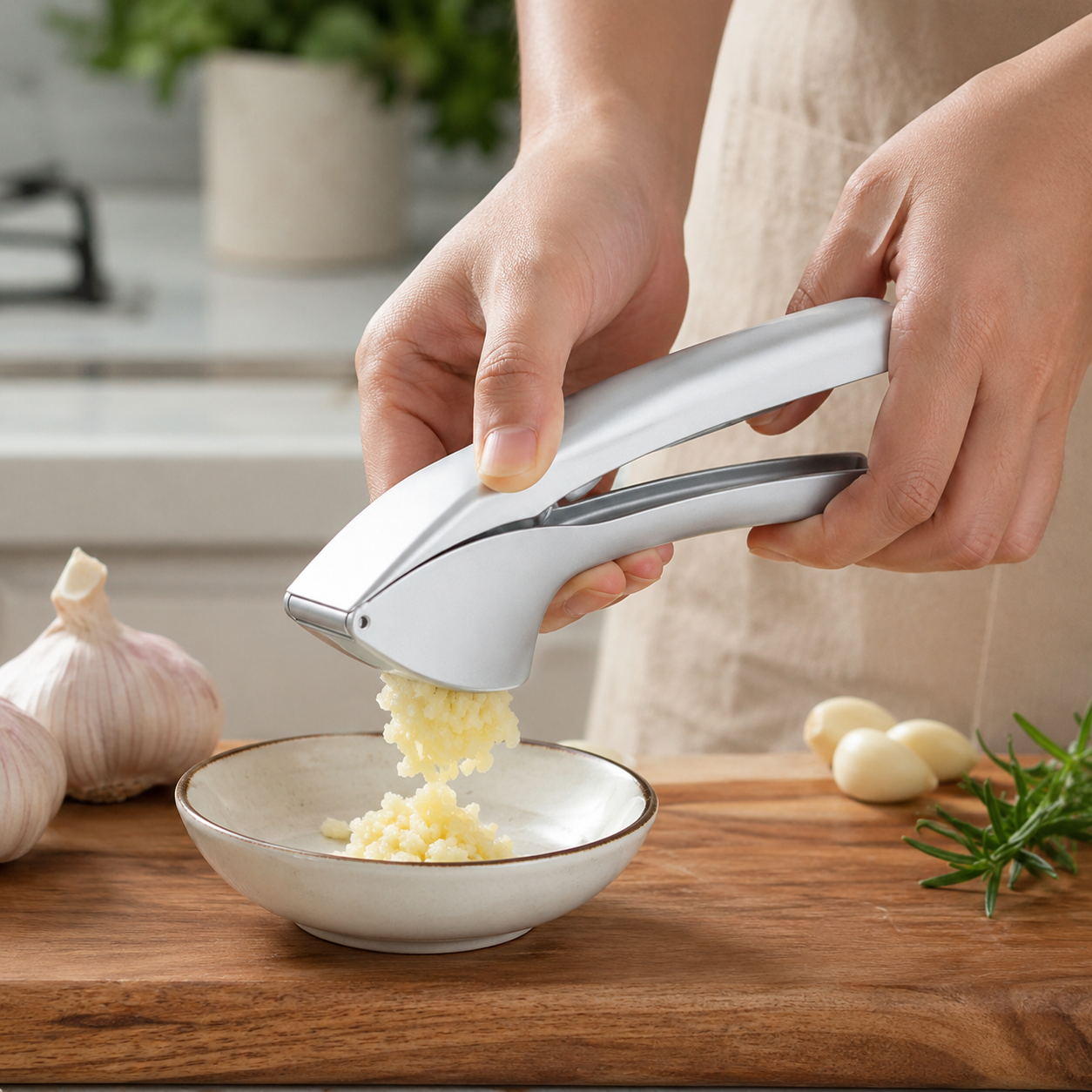 FlavorMaster – Zinc Alloy Garlic Press for Culinary Delight