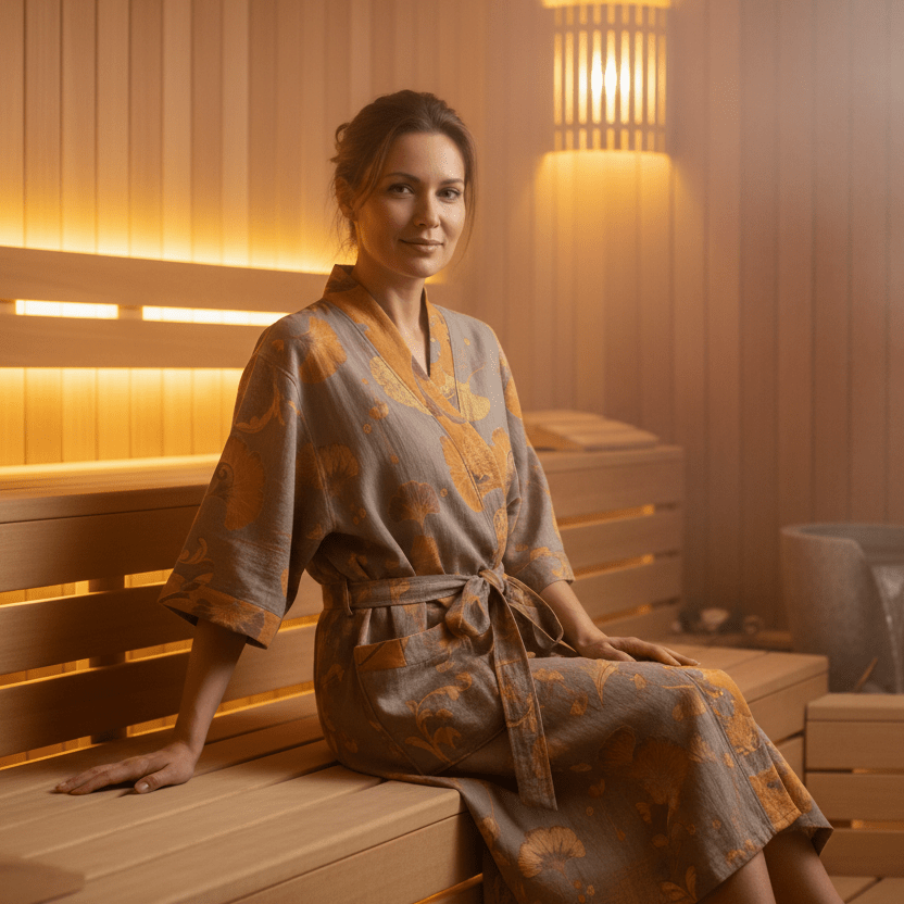 Serenity Wrap - Dual-Sided Organic Cotton Kimono Bathrobe