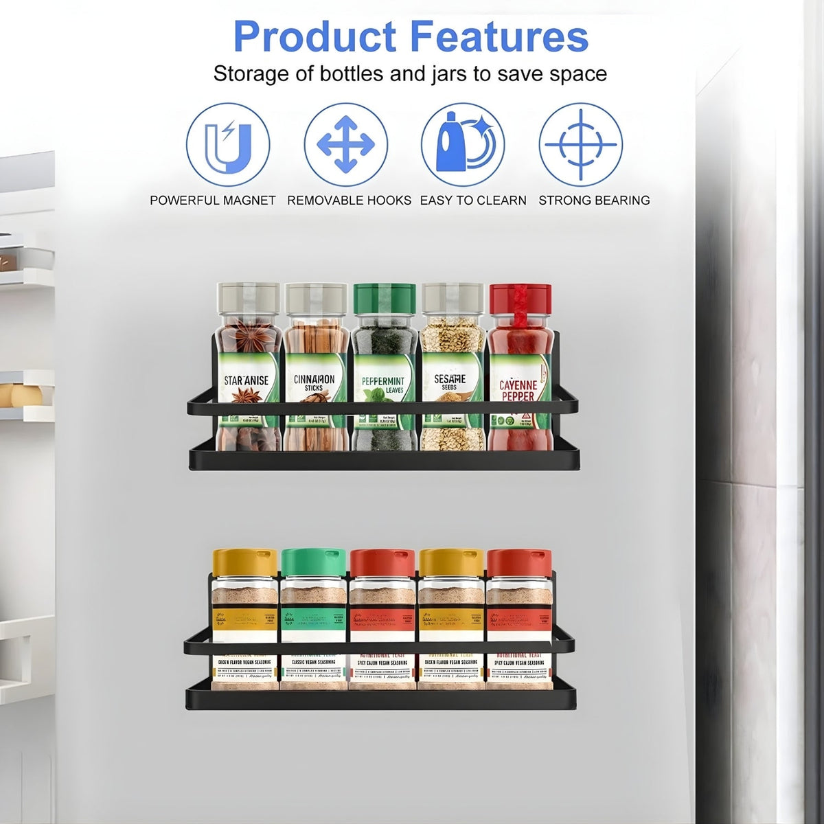 Magnetic Spice Rack Set – No Drilling Required