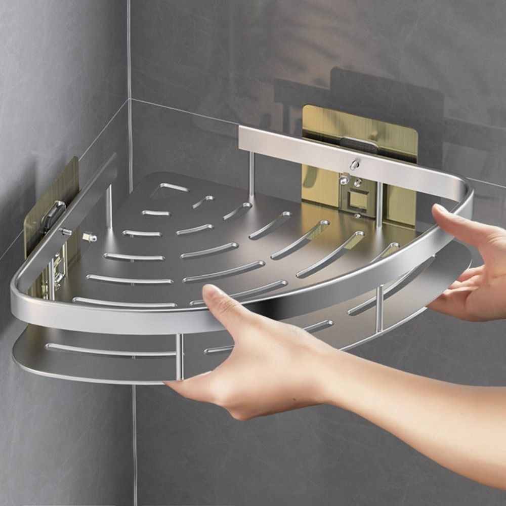 Bathroom Corner Shelf in Aluminum - Space-Saving Design