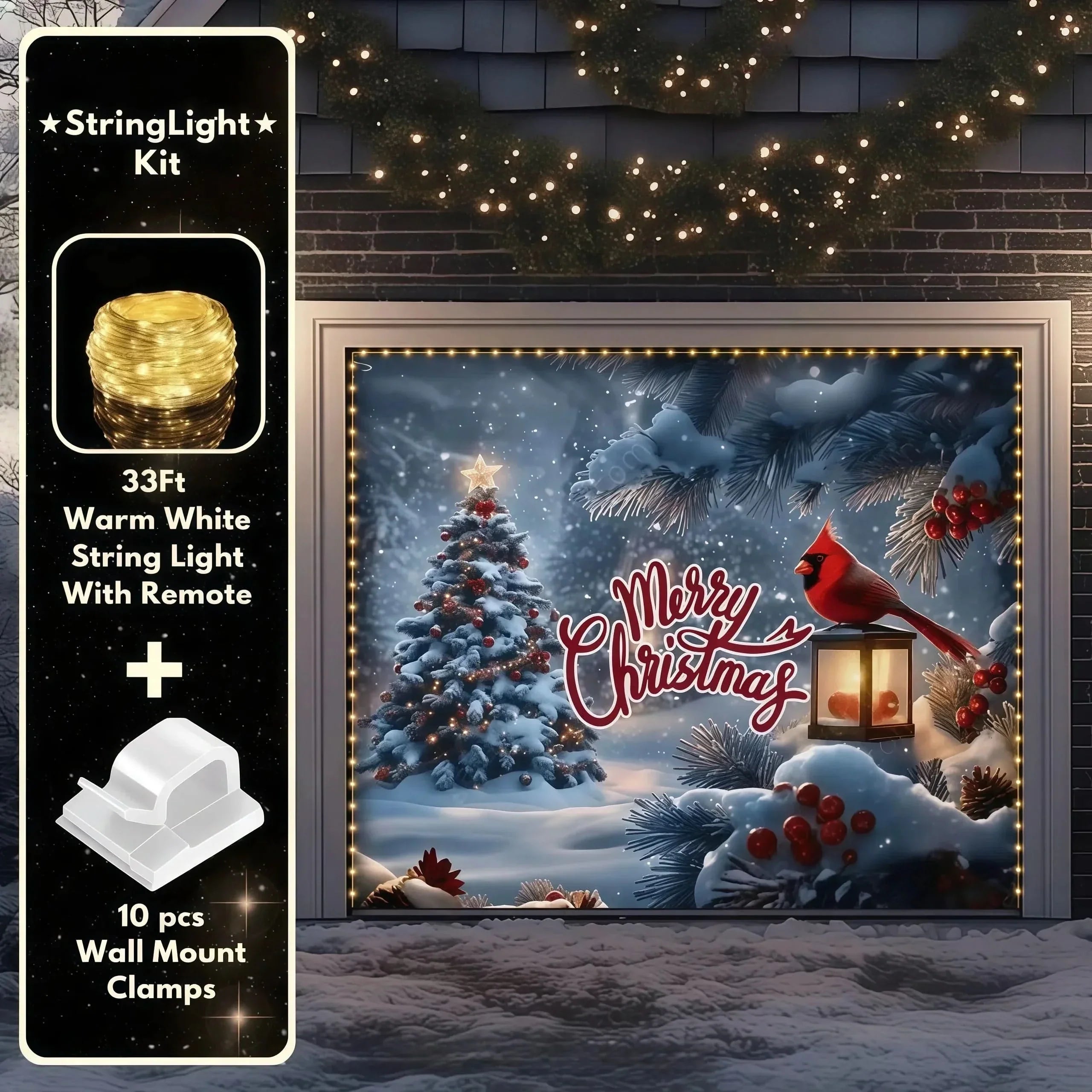 Festive Cardinal Garage Door Décor for Holiday Cheer