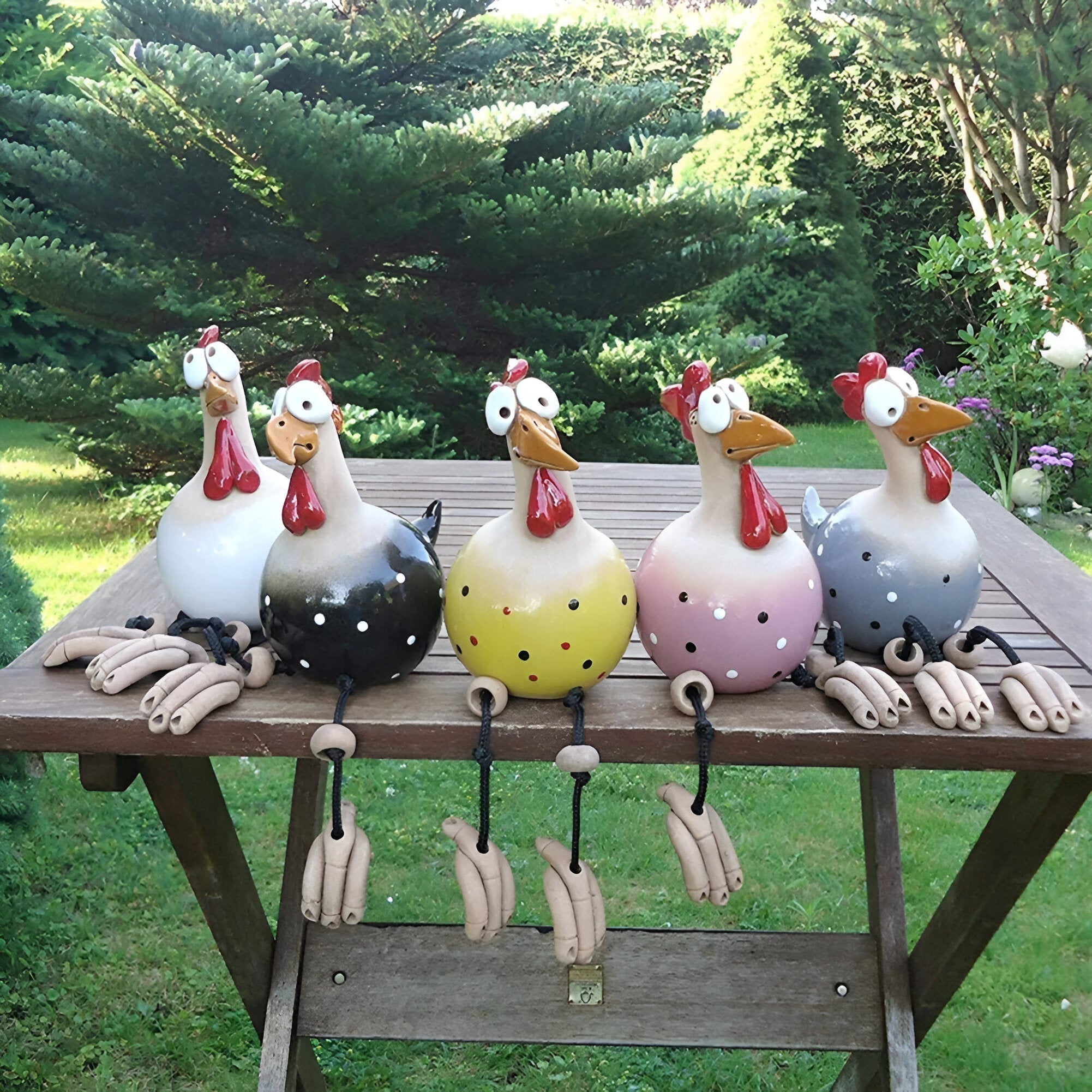 Whimsical Feathered Friend | Vibrant Chicken Garden Sculpture