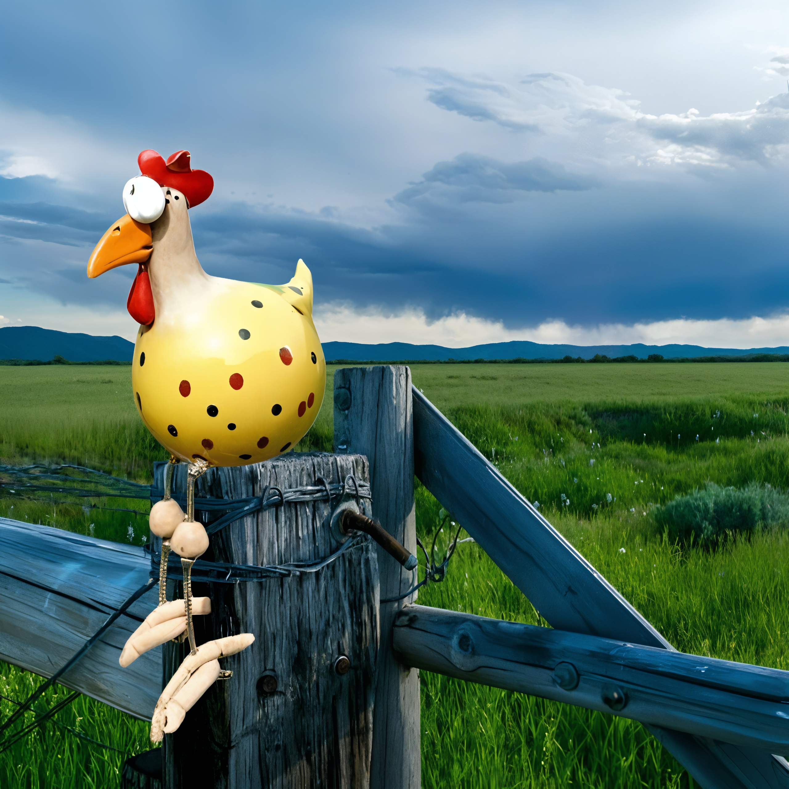Whimsical Feathered Friend | Vibrant Chicken Garden Sculpture