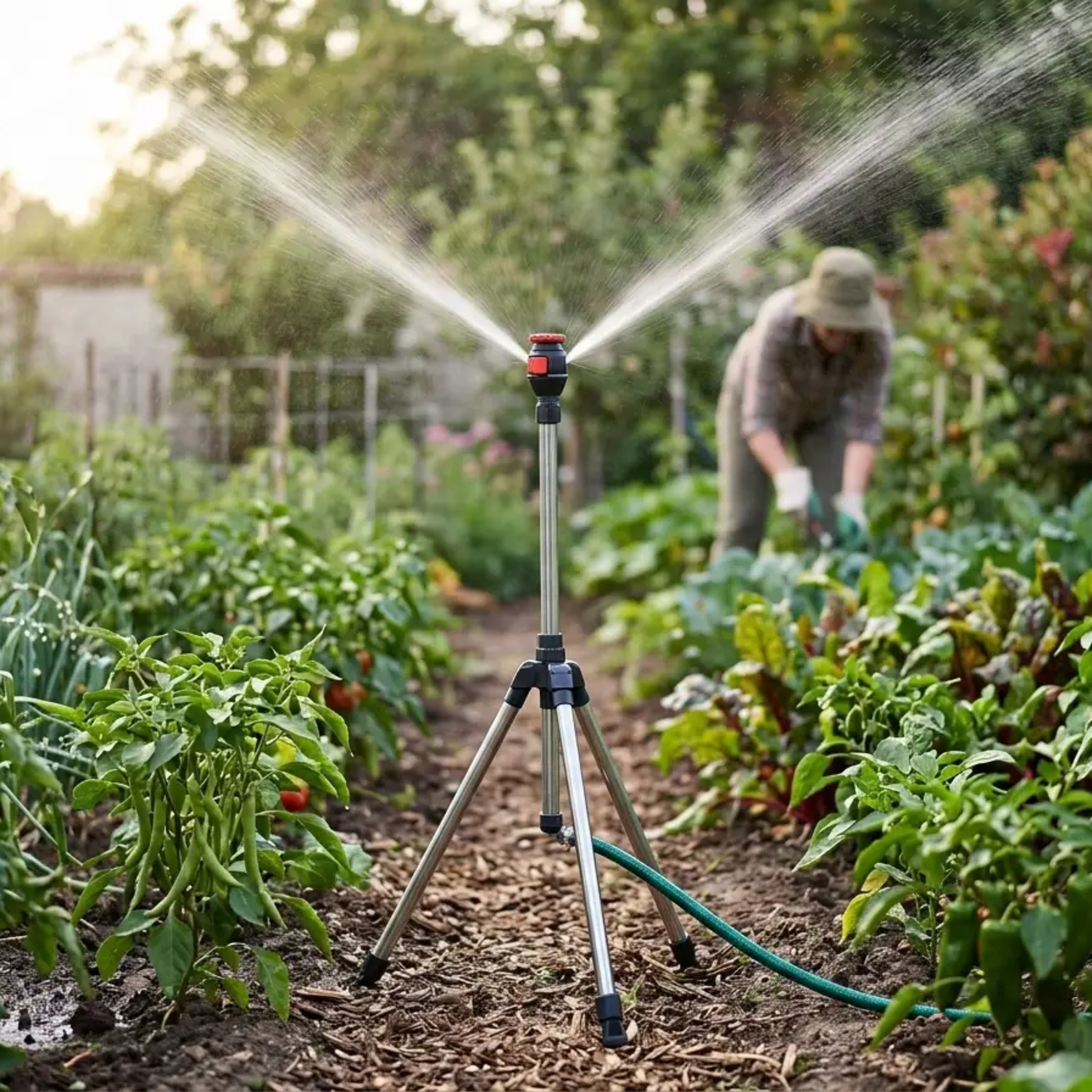 Effortless Garden Sprinkler | Adjustable Height Tripod with 360° Coverage