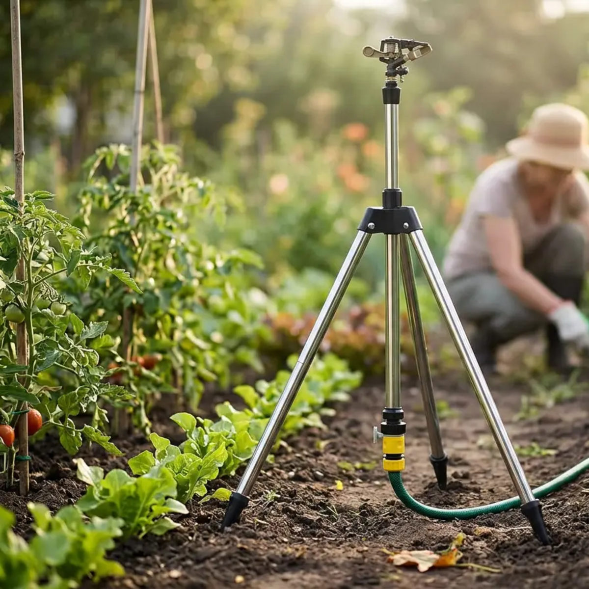 Effortless Garden Sprinkler | Adjustable Height Tripod with 360° Coverage