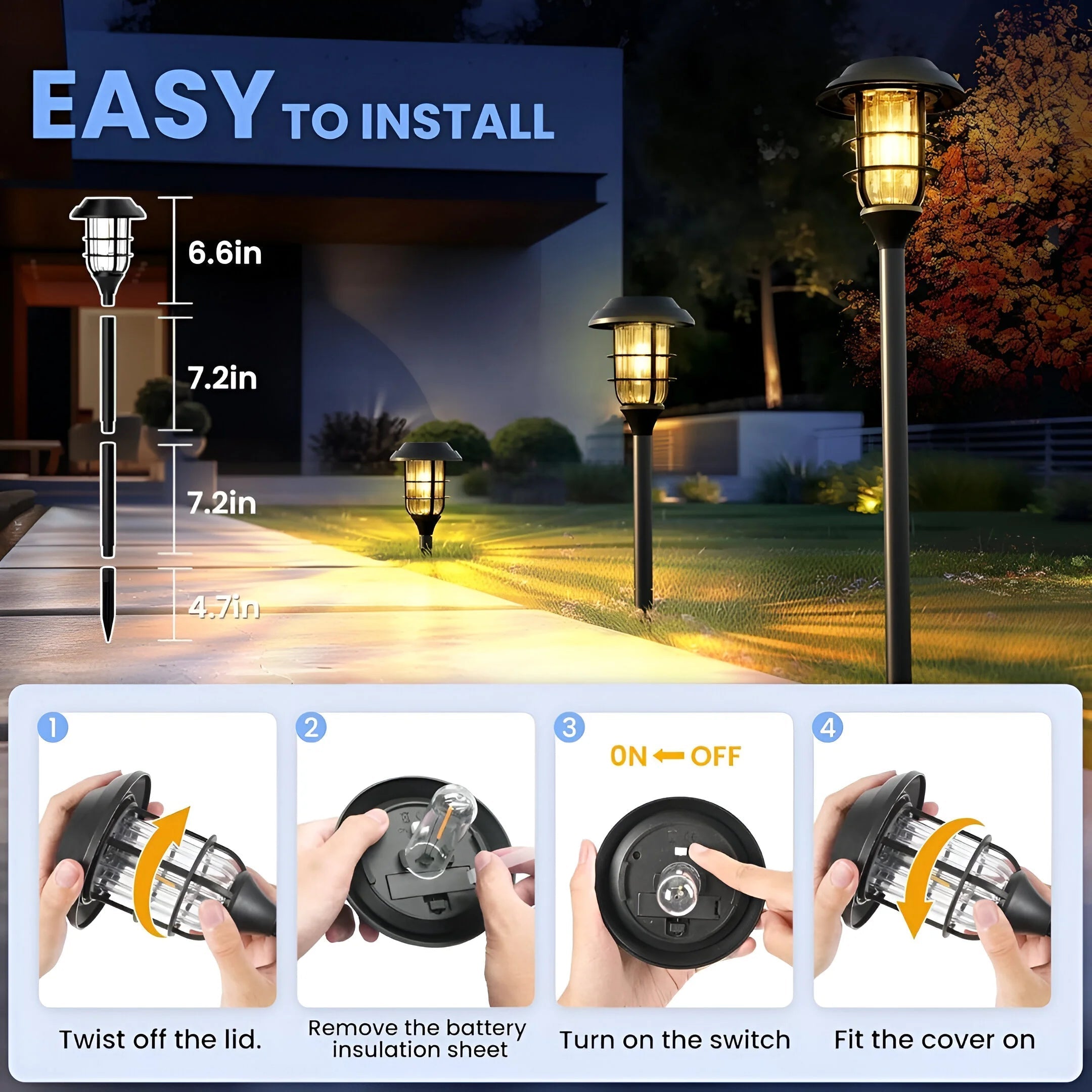 Twilight Radiance | Solar-Powered Flickering Light Set for Gardens