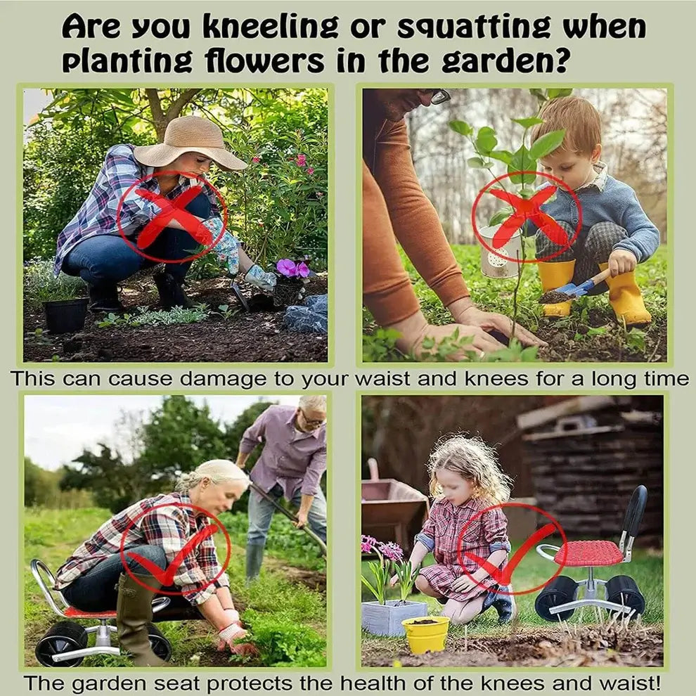 Versatile Garden Stool | Height-Adjustable Rolling Seat for Easy Gardening